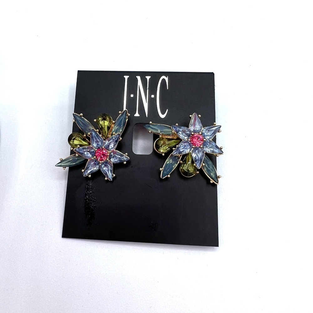 Inc International Concepts Multicolor Crystal Flower Drop Earrings in Gold-Tone - Picture 3 of 6